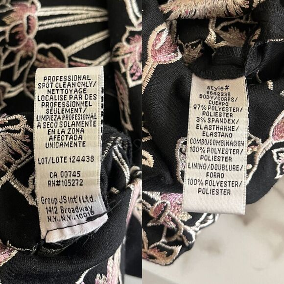 JS Collections Women's Size 6 Floral Embroidered Printed Crepe V-Neck Jumpsuit - Picture 6 of 16